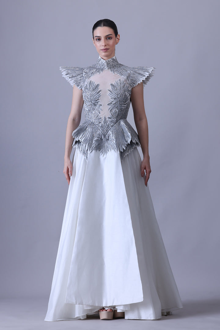 Moonlit Ivory Embroidered Gown