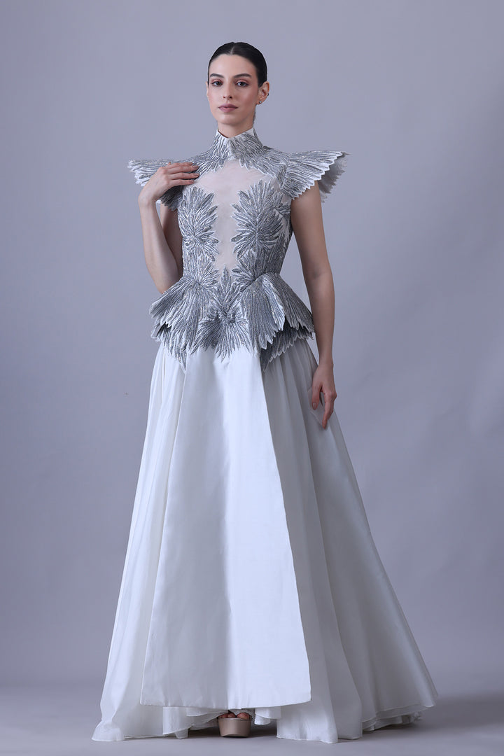 Moonlit Ivory Embroidered Gown