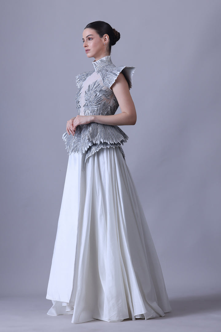 Moonlit Ivory Embroidered Gown