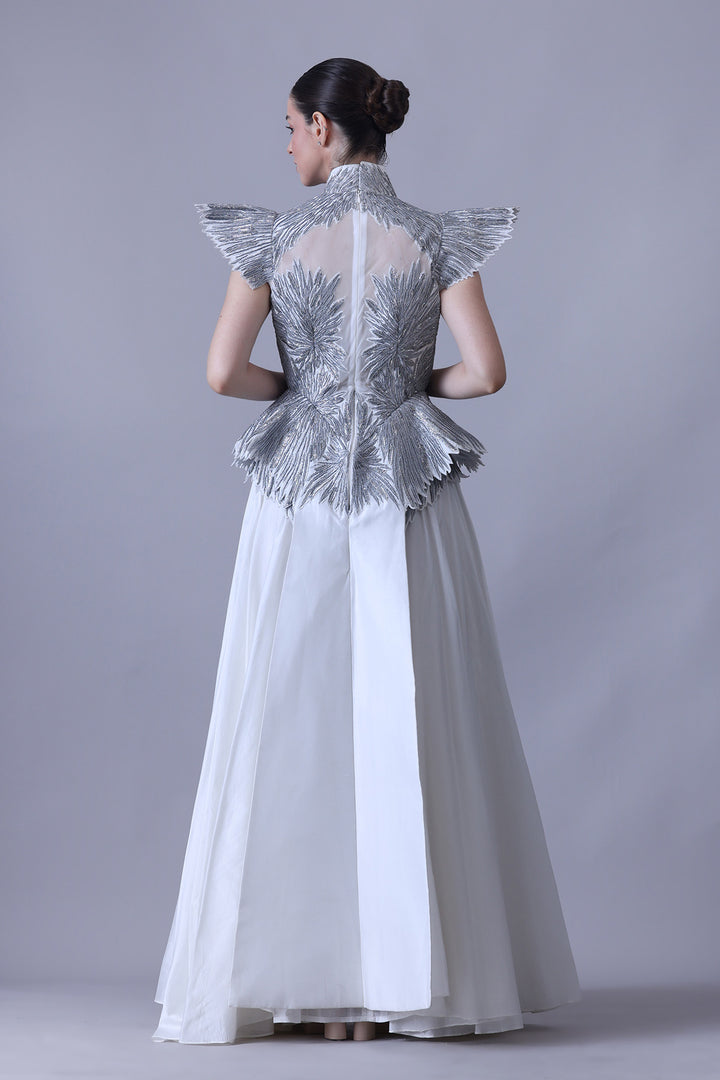 Moonlit Ivory Embroidered Gown