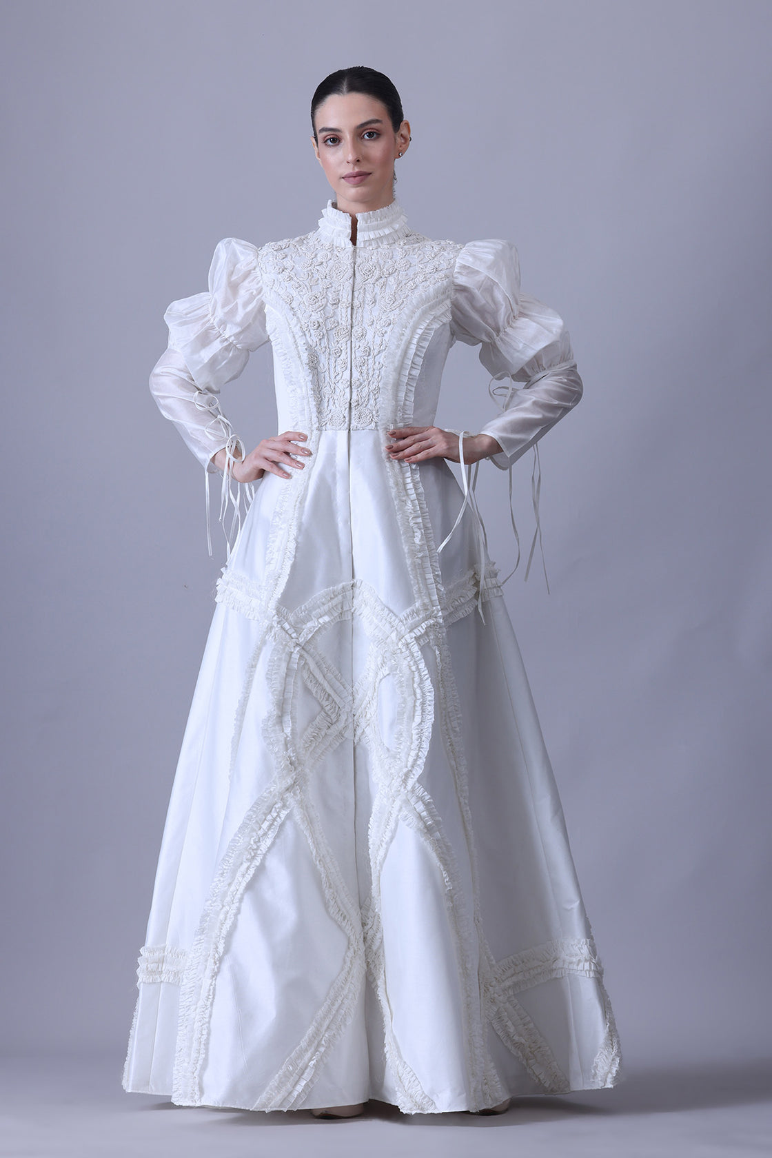 High-Collared Jacket Gown