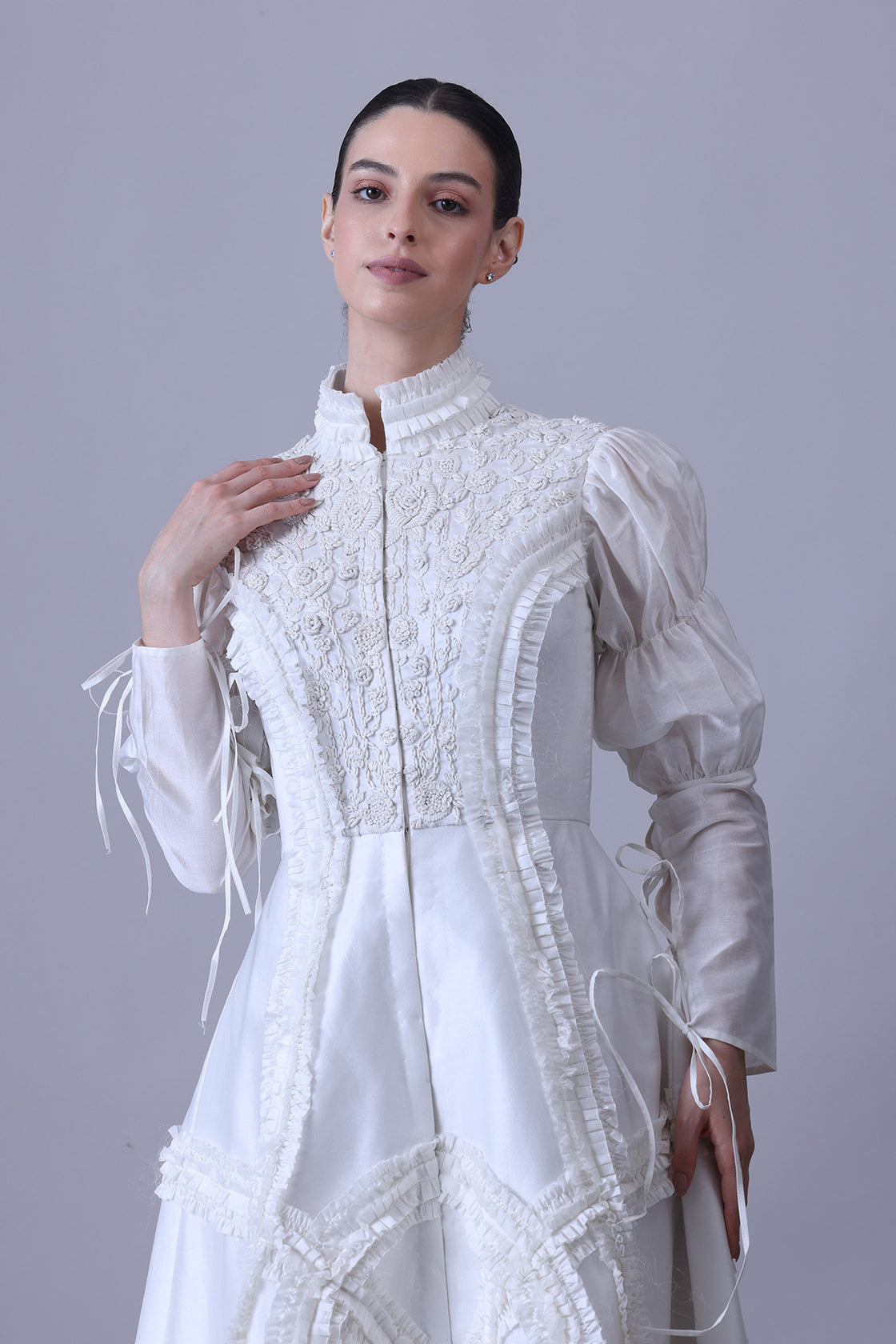 High-Collared Jacket Gown