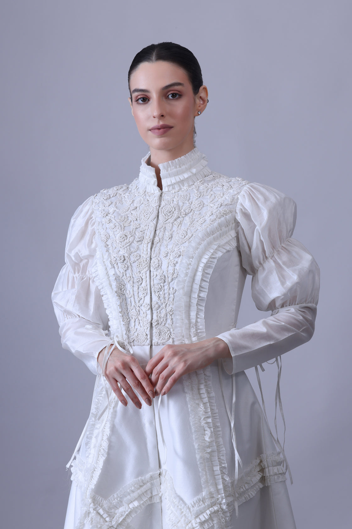 High-collared Jacket Gown