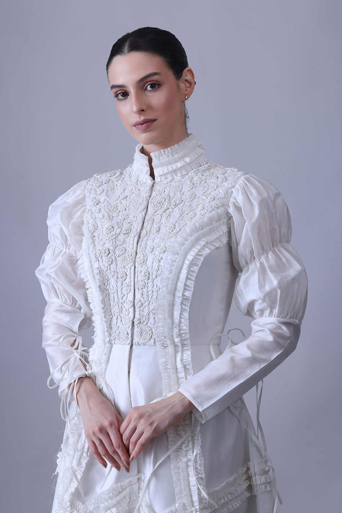 High-Collared Jacket Gown