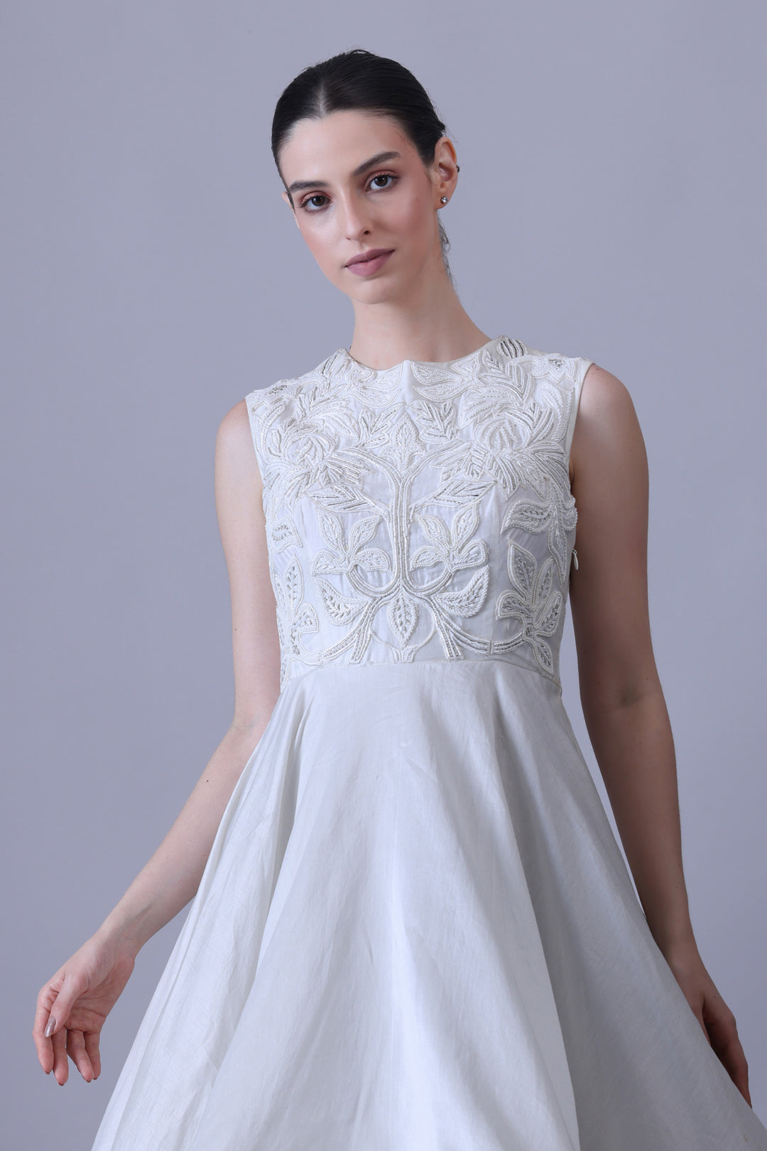 Sculpted High-Low Gown with Architectural Flare