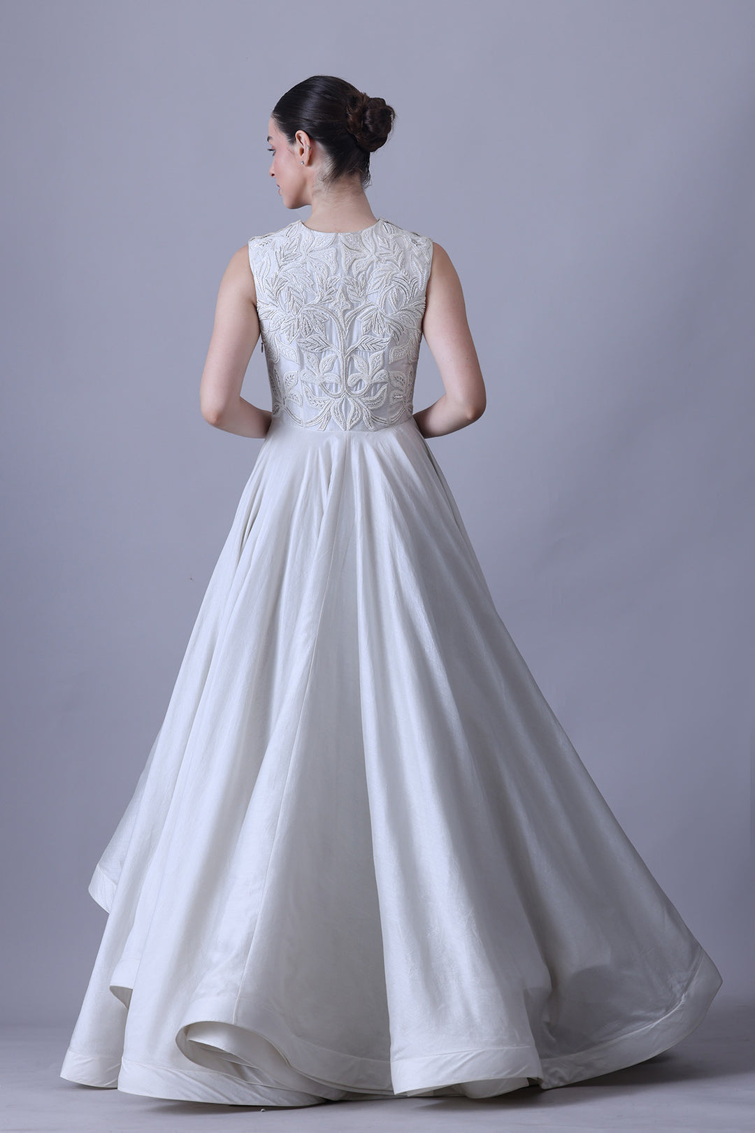 Sculpted High-Low Gown with Architectural Flare