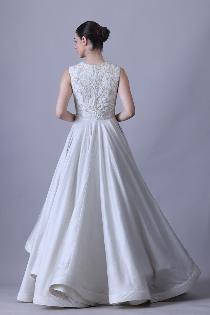 Sculpted High-Low Gown with Architectural Flare