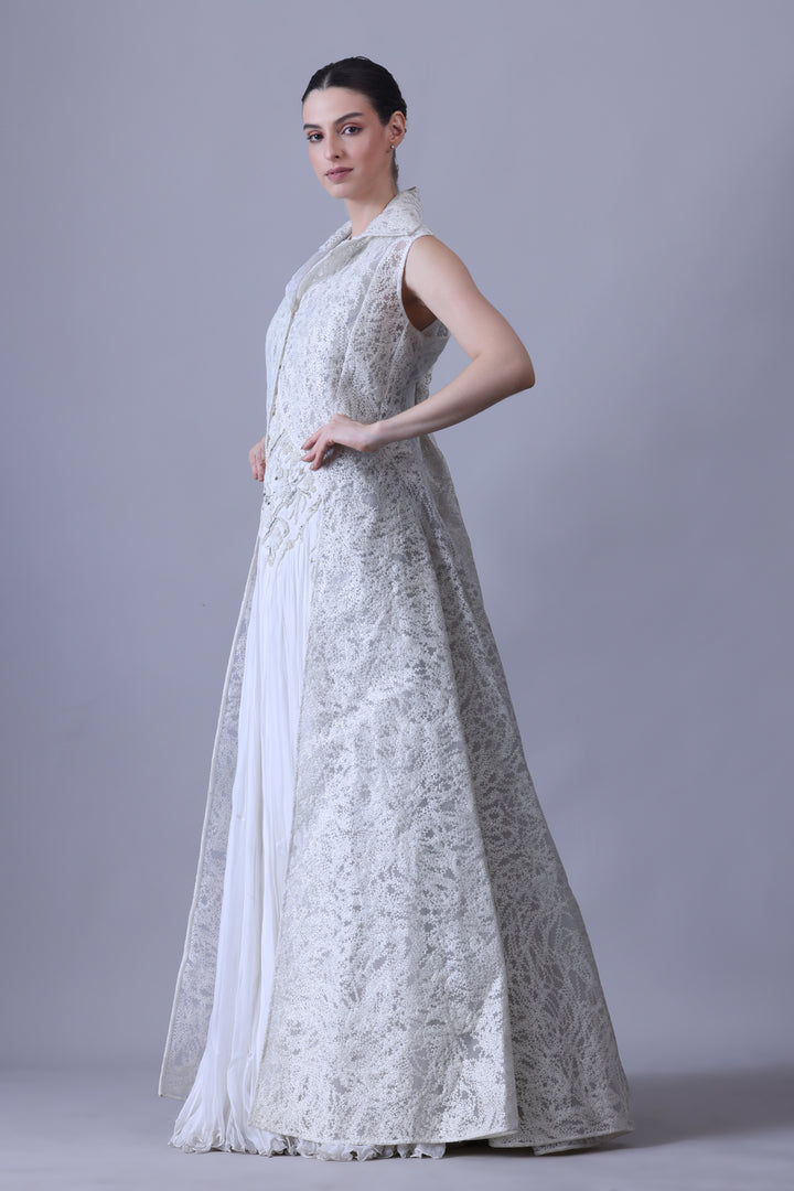 Ivory Dress Embellished With Pearl Embroidery
