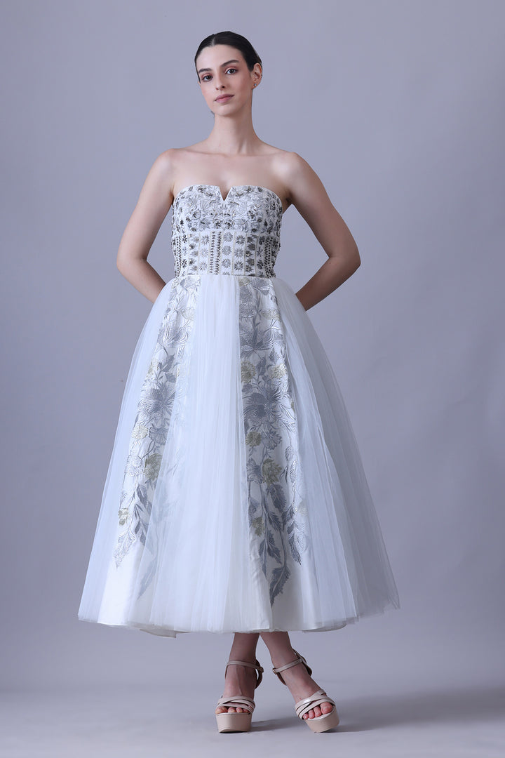 Ivory Embroidered Tulle Dress