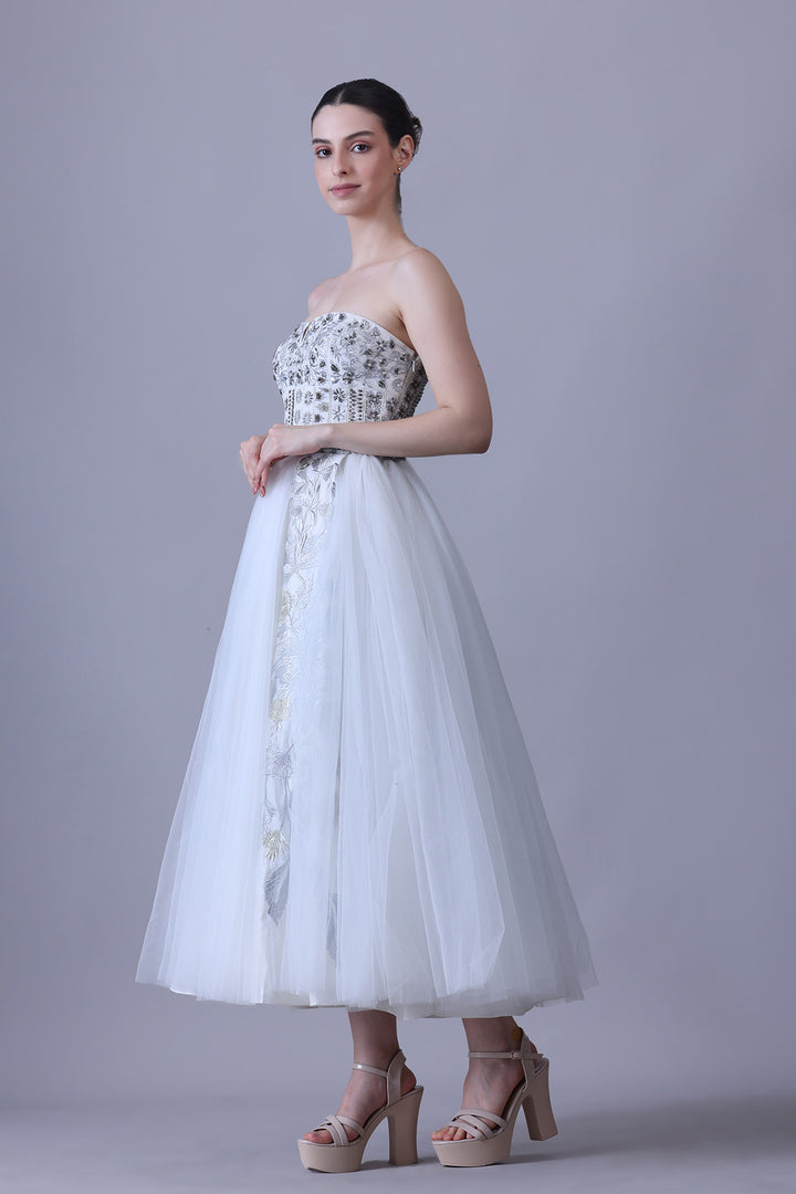 Ivory Embroidered Tulle Dress