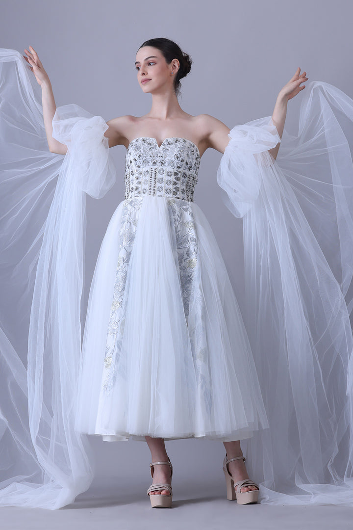 Ivory Embroidered Tulle Dress