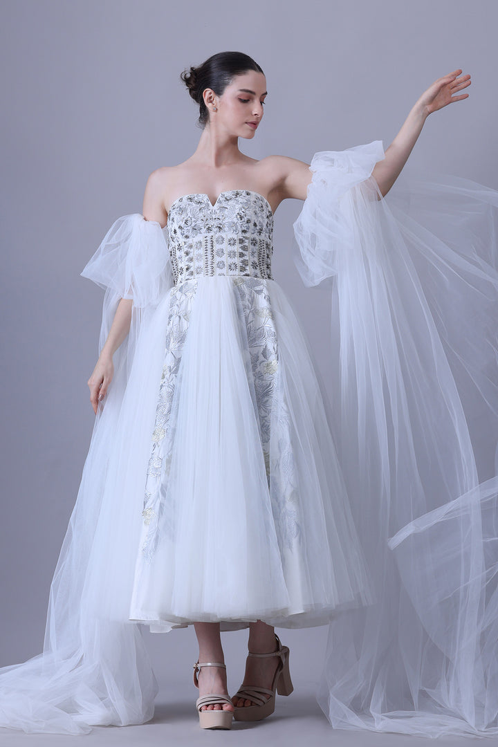 Ivory Embroidered Tulle Dress