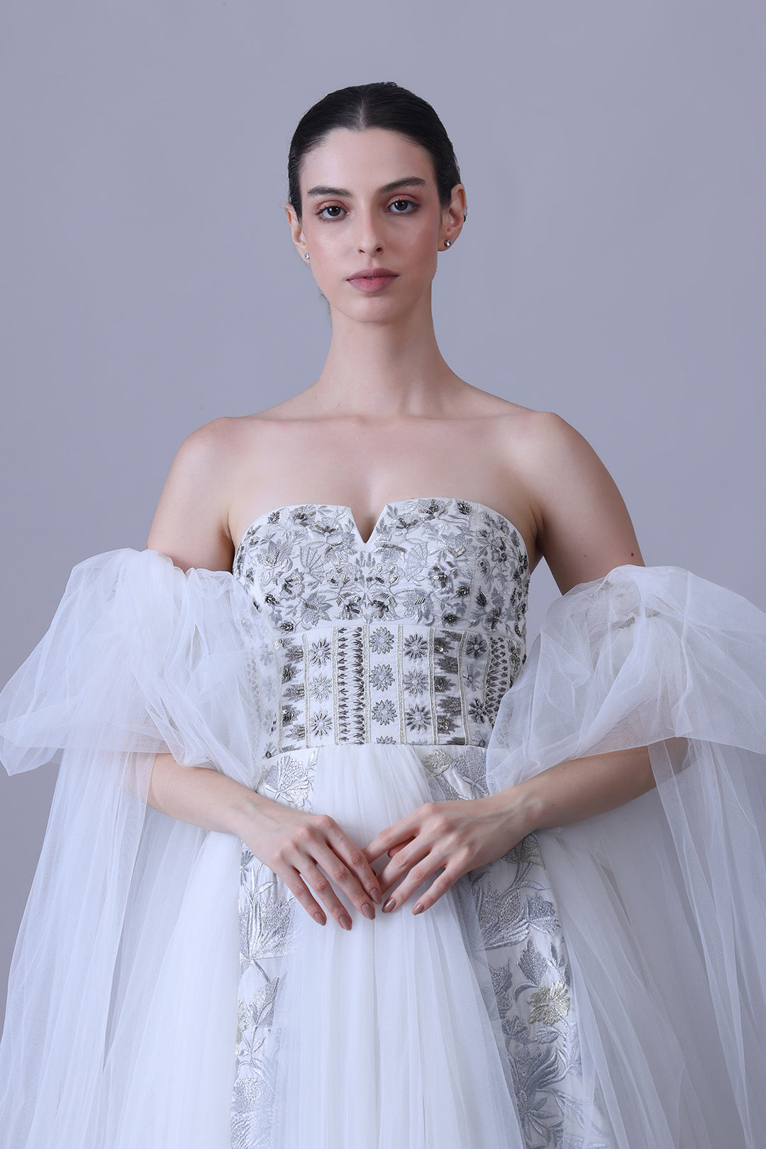 Ivory Embroidered Tulle Dress