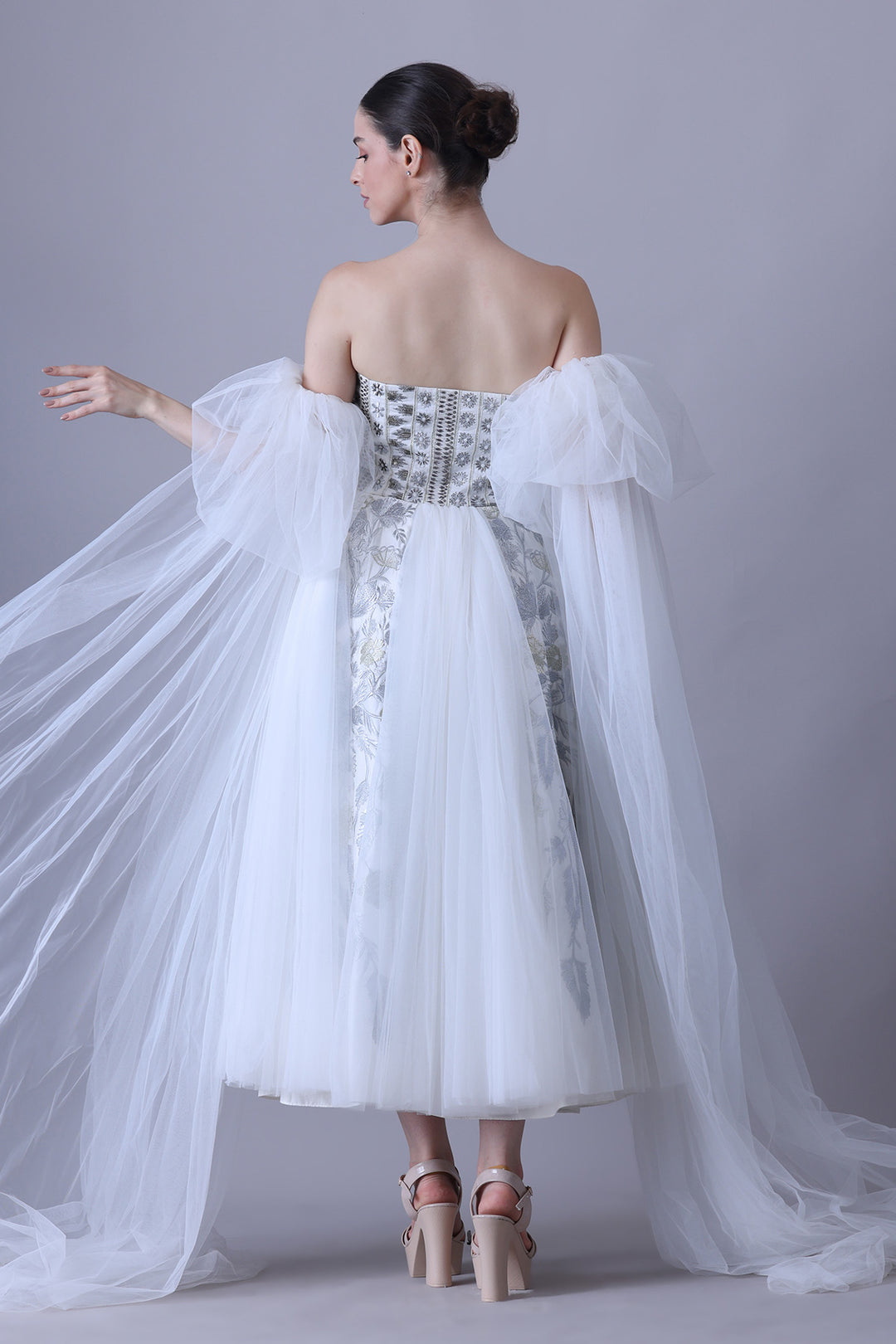 Ivory Embroidered Tulle Dress