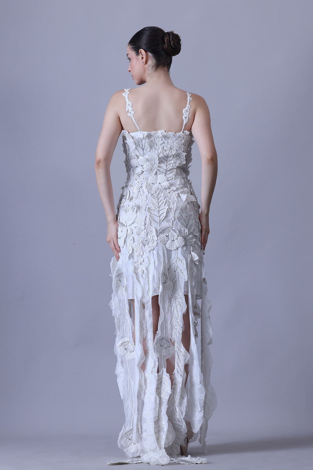 Ivory Floral Casacade Dress