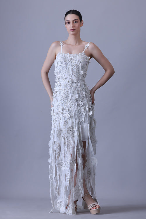Ivory Floral Casacade Dress