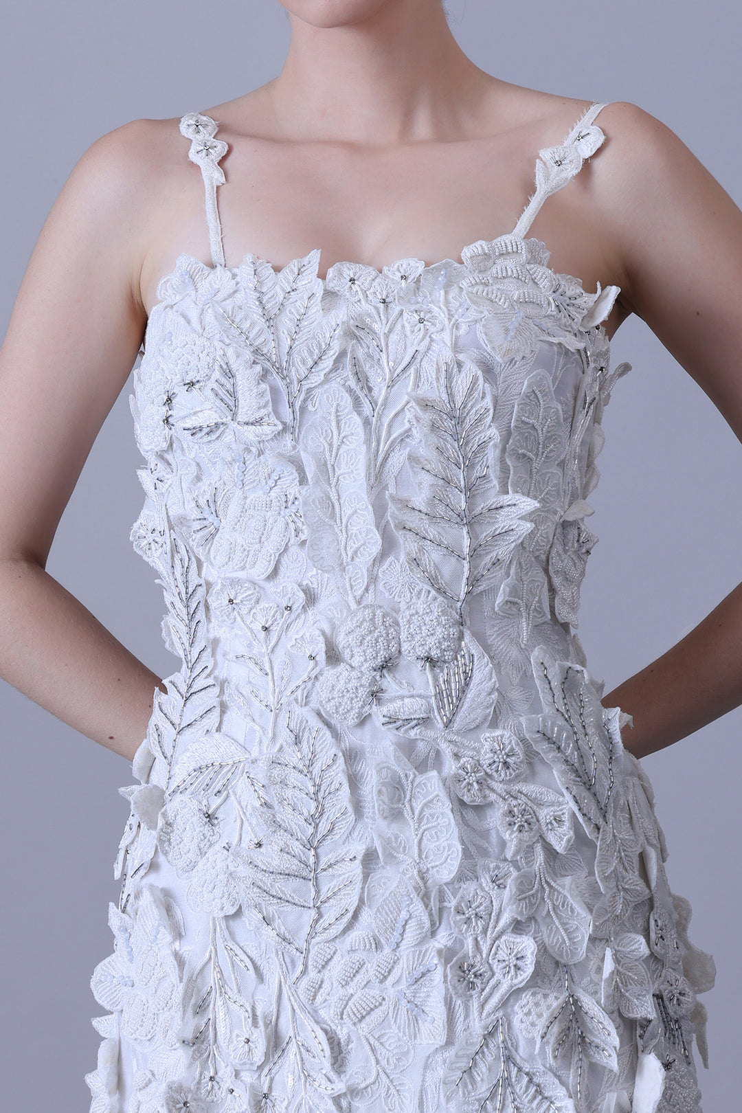 Ivory Floral Casacade Dress