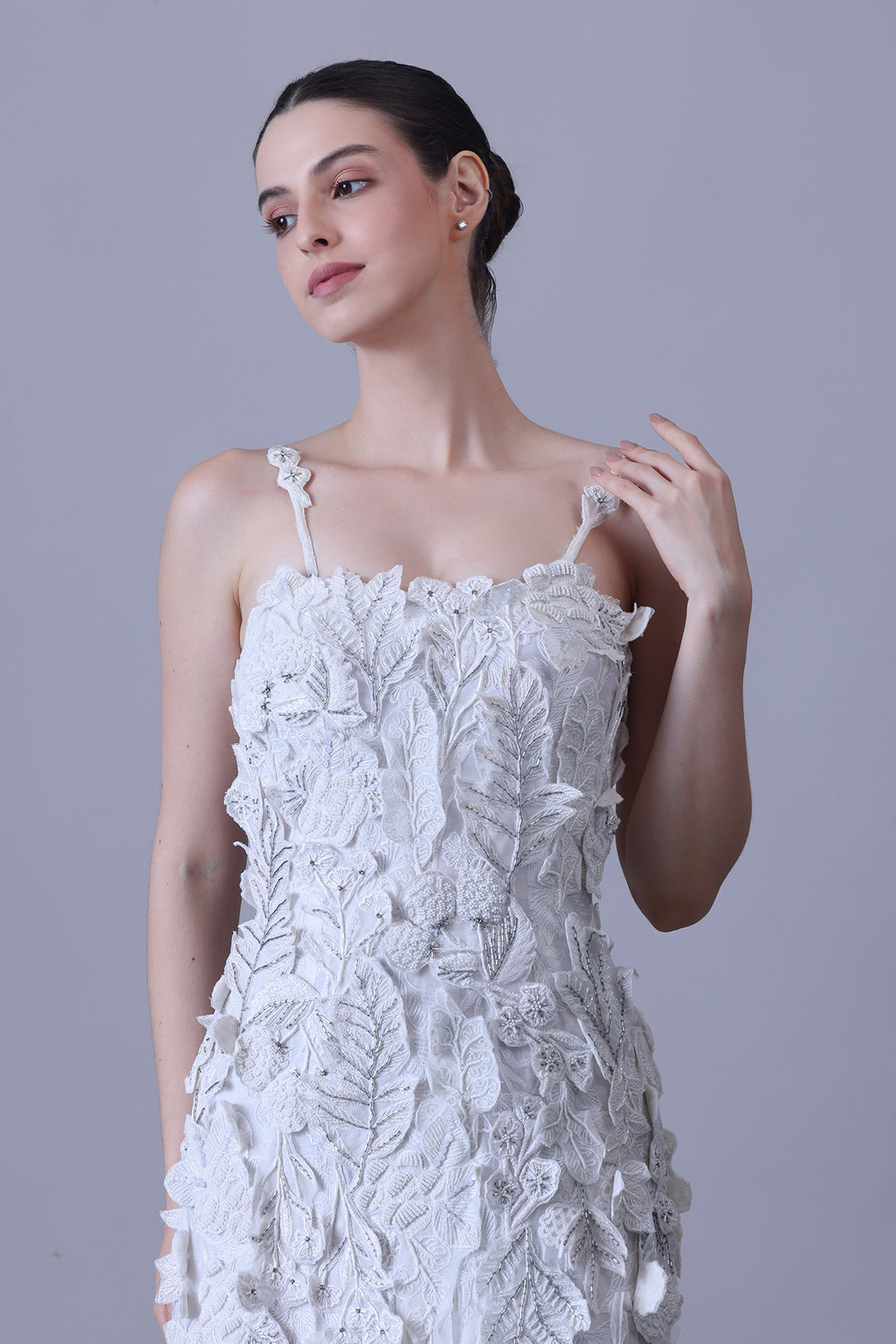 Ivory Floral Casacade Dress