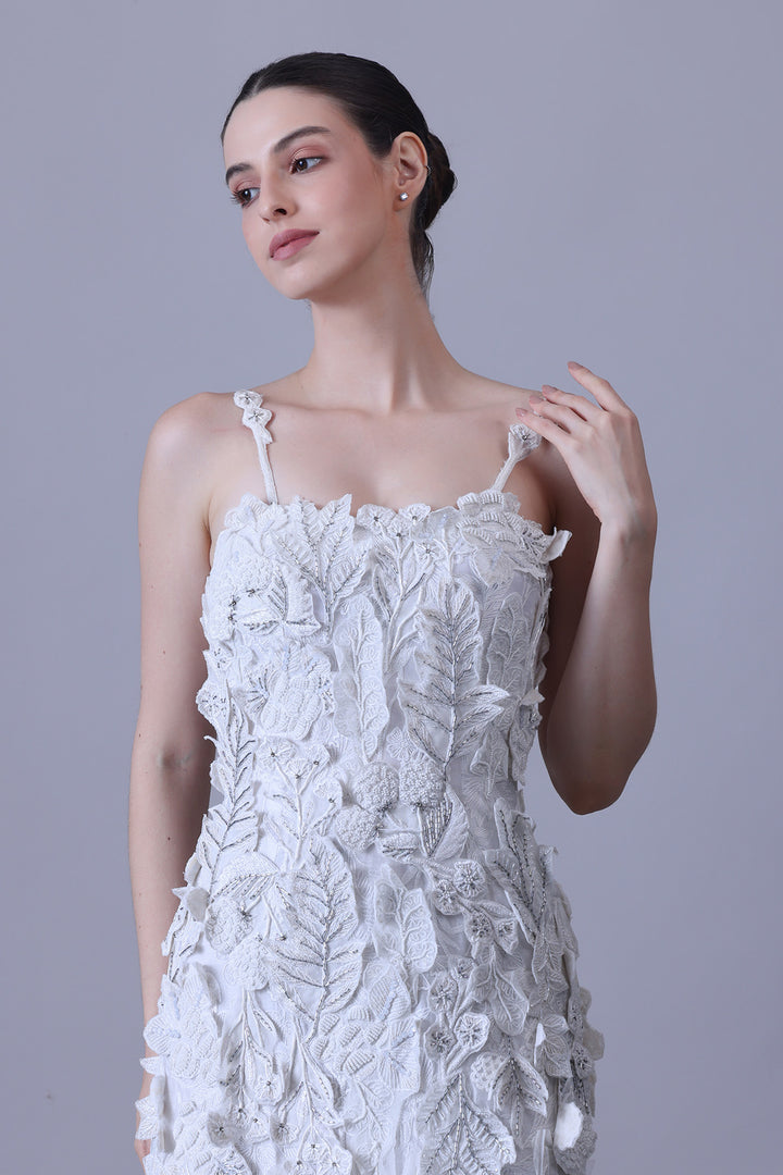 Ivory Floral Casacade Dress