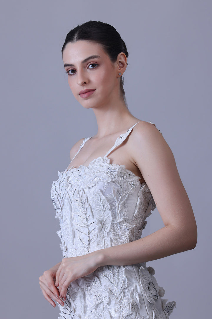 Ivory Floral Casacade Dress