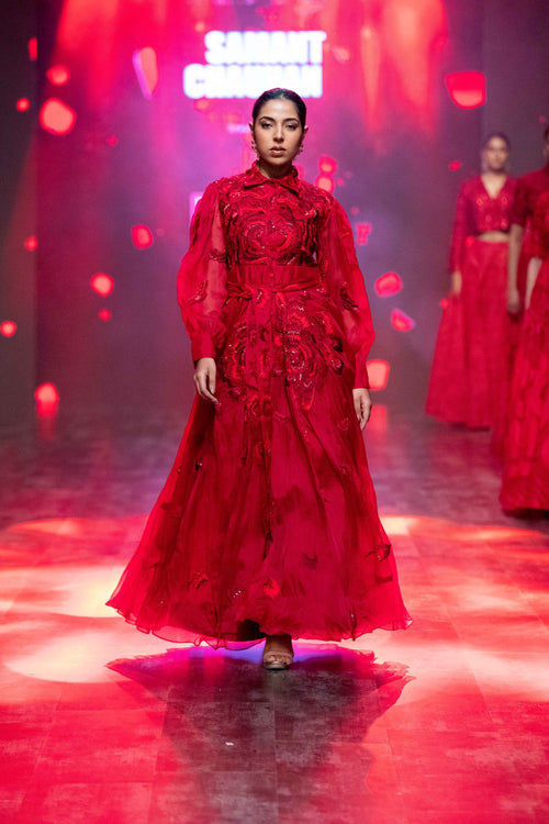 Scarlet Red Embroidered Gown