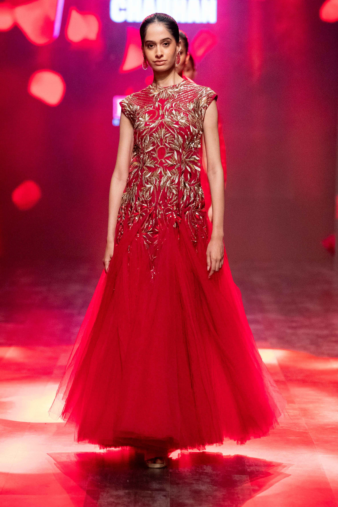 Crimson Red Flared Gown