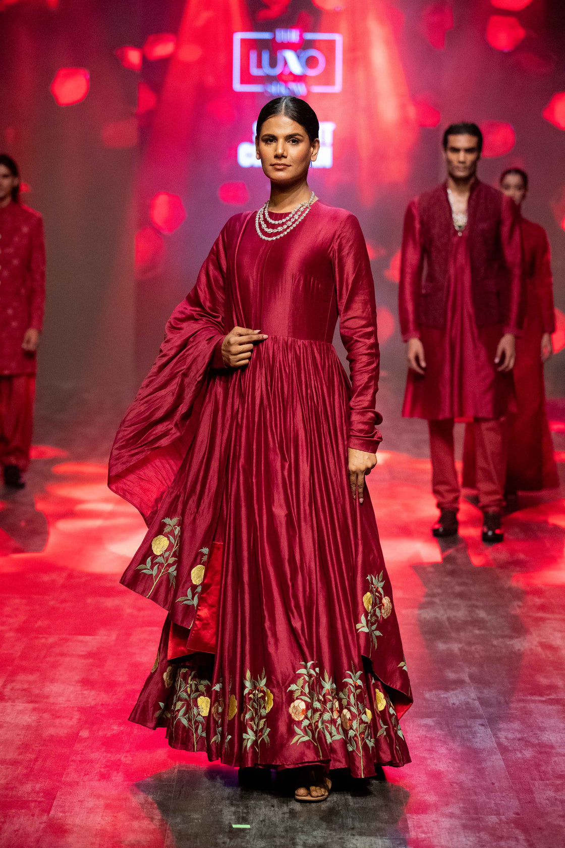 Red Rouge Anarkali Set