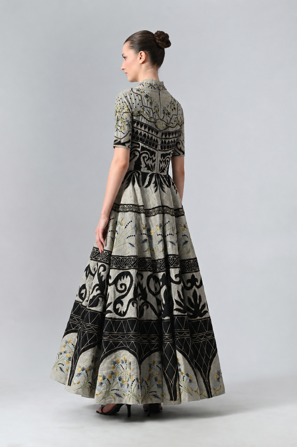 High-Neck Fit &amp; Flare Gown
