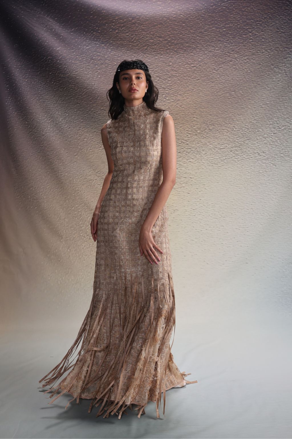 Beige Structured Dress