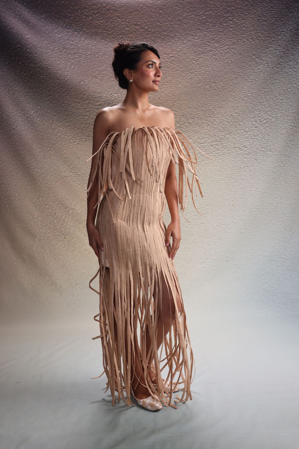 Beige Fringe Dress