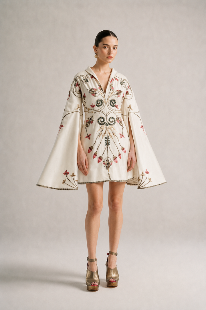 Long Peplum Sleeves Dress