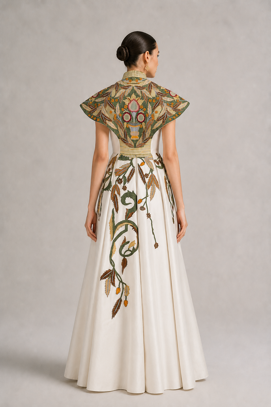 High Mandarin Embroidered Gown