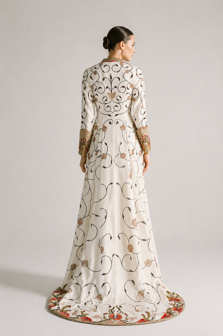 Front-Opening Embroidered Jacket Gown