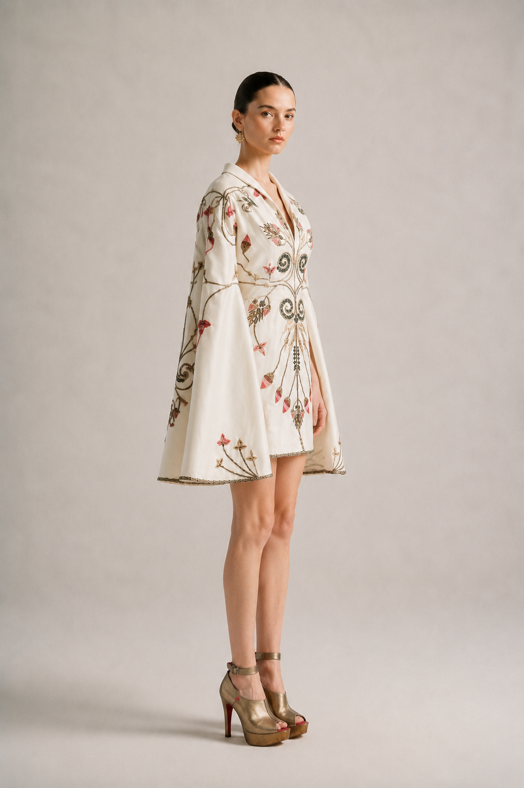 Long Peplum Sleeves Dress