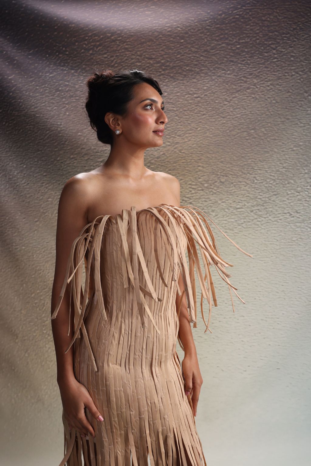Beige Fringe Dress