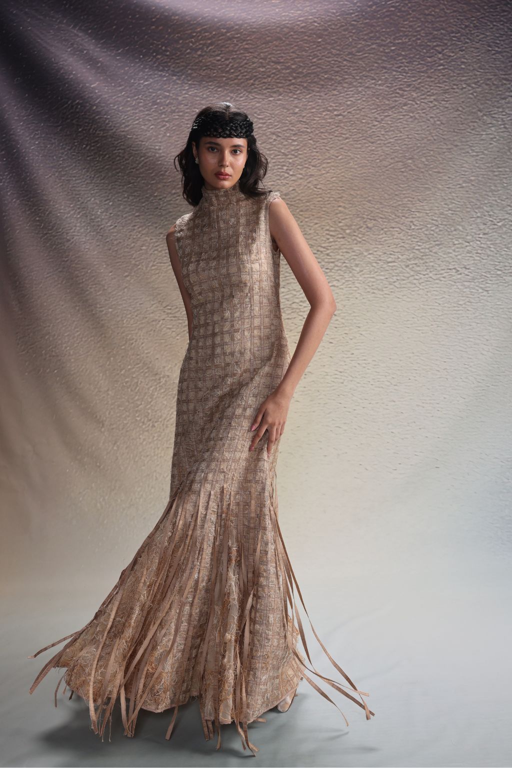 Beige Structured Dress