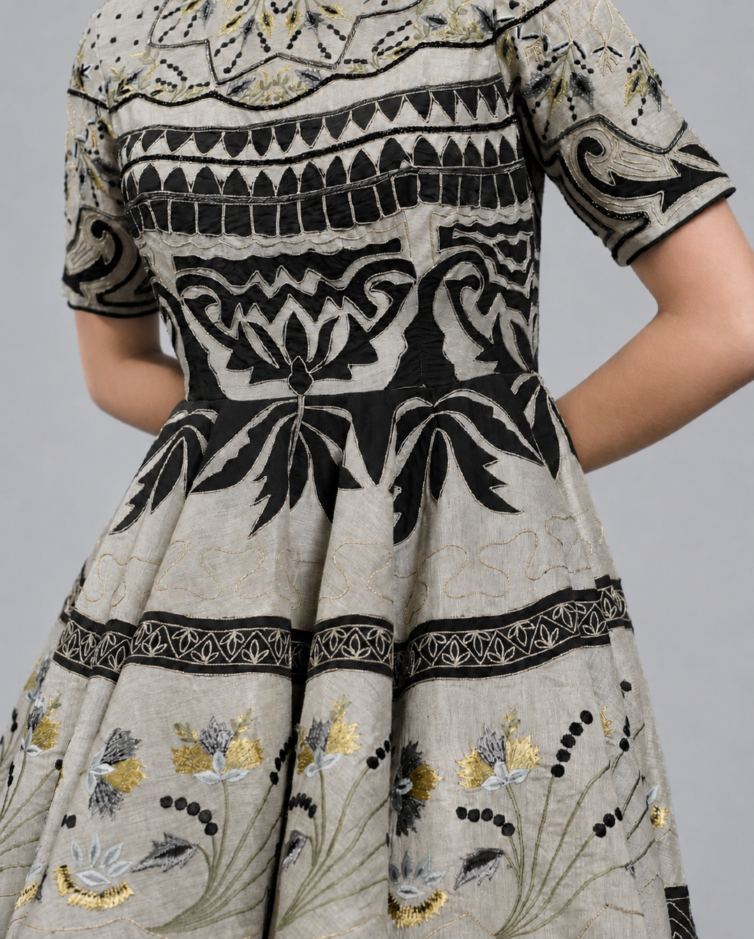 High-Neck Fit &amp; Flare Gown