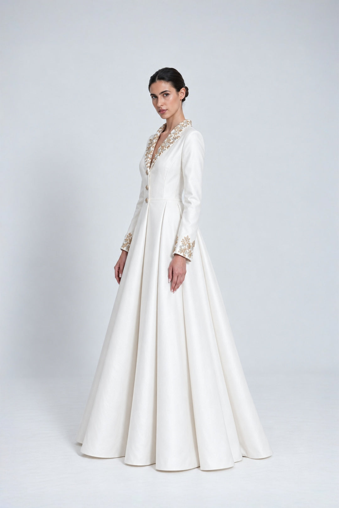 Collar Embroidered Gown