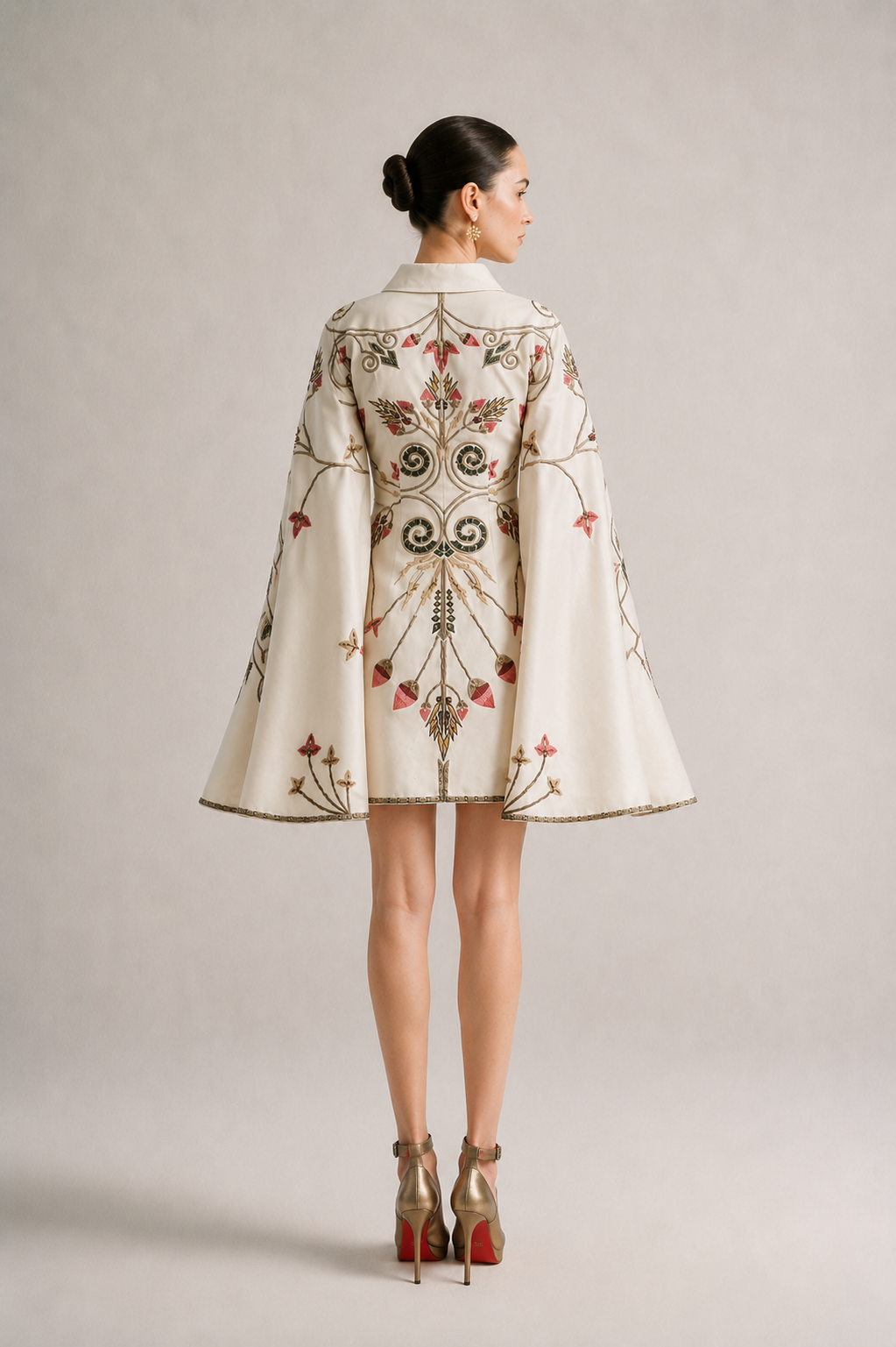 Long Peplum Sleeves Dress