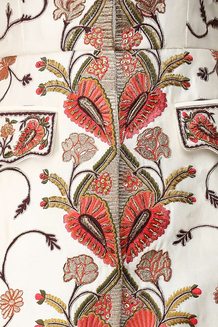 Front-Opening Embroidered Jacket Gown