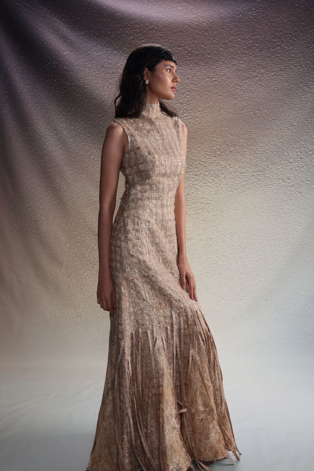 Beige Structured Dress