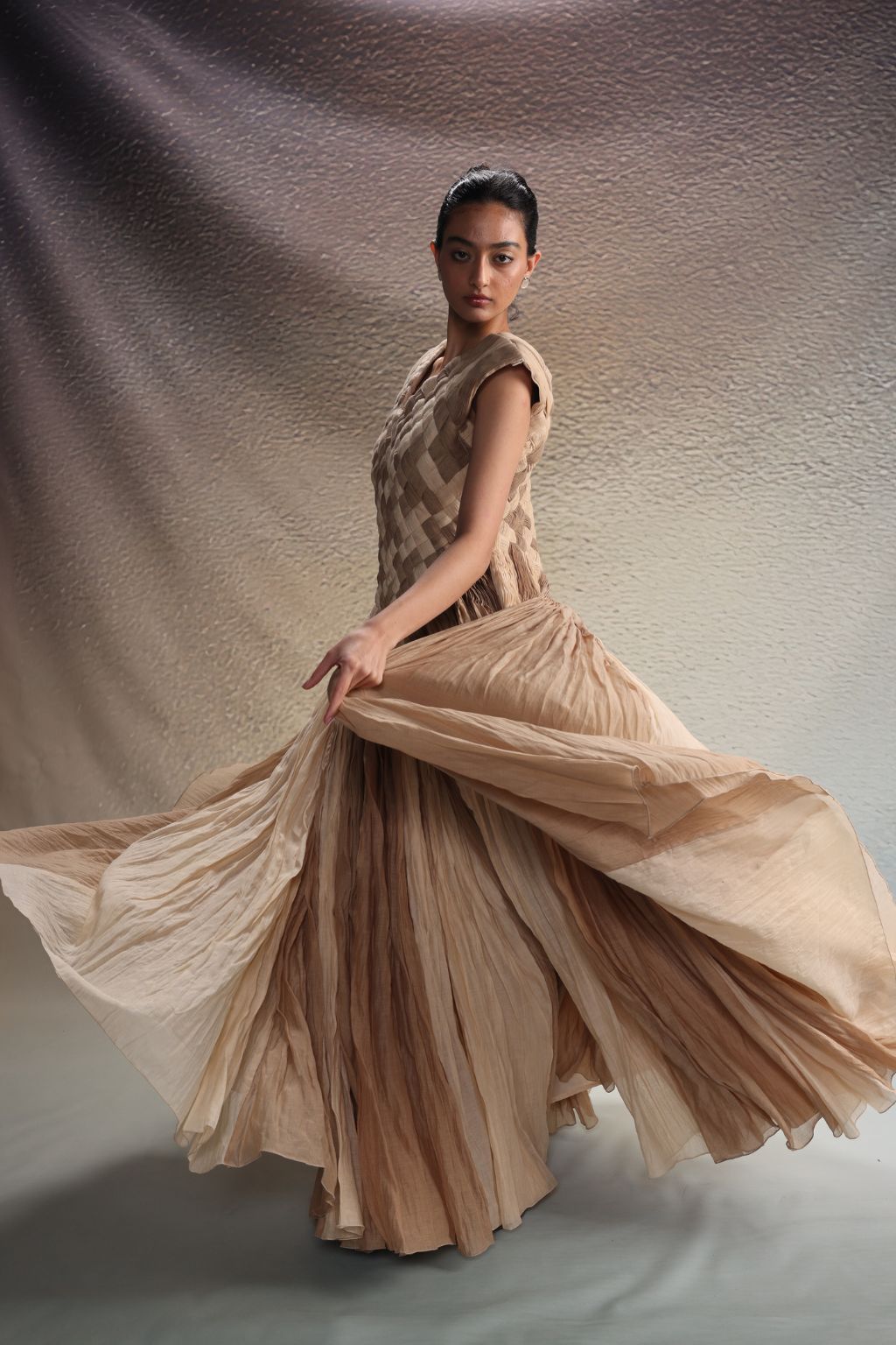 Beige Woven Texture Gown