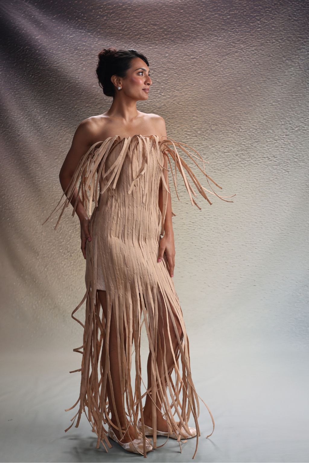 Beige Fringe Dress