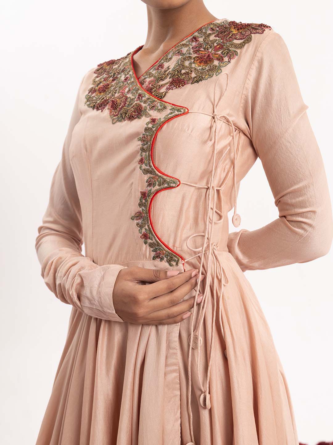 Angrakha featuring intricate front embroidery.
