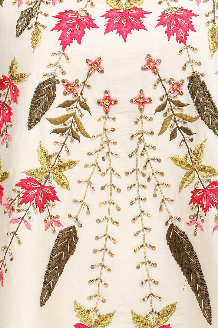 Embroidered Curved Hemline Dress