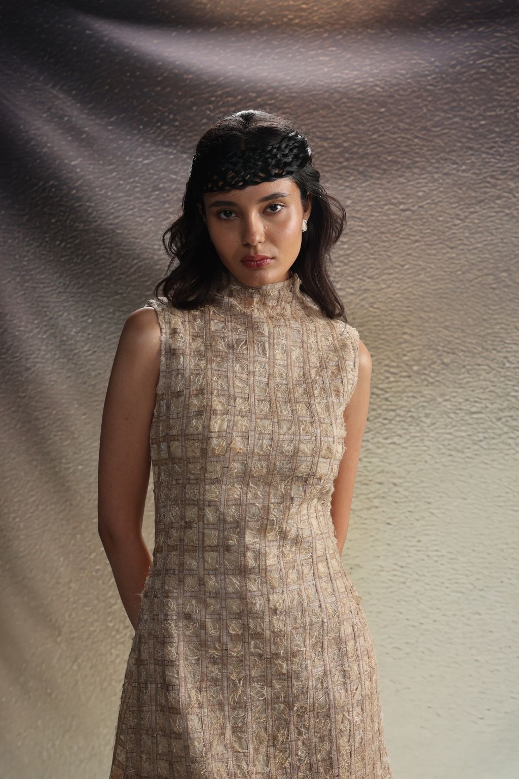 Beige Structured Dress