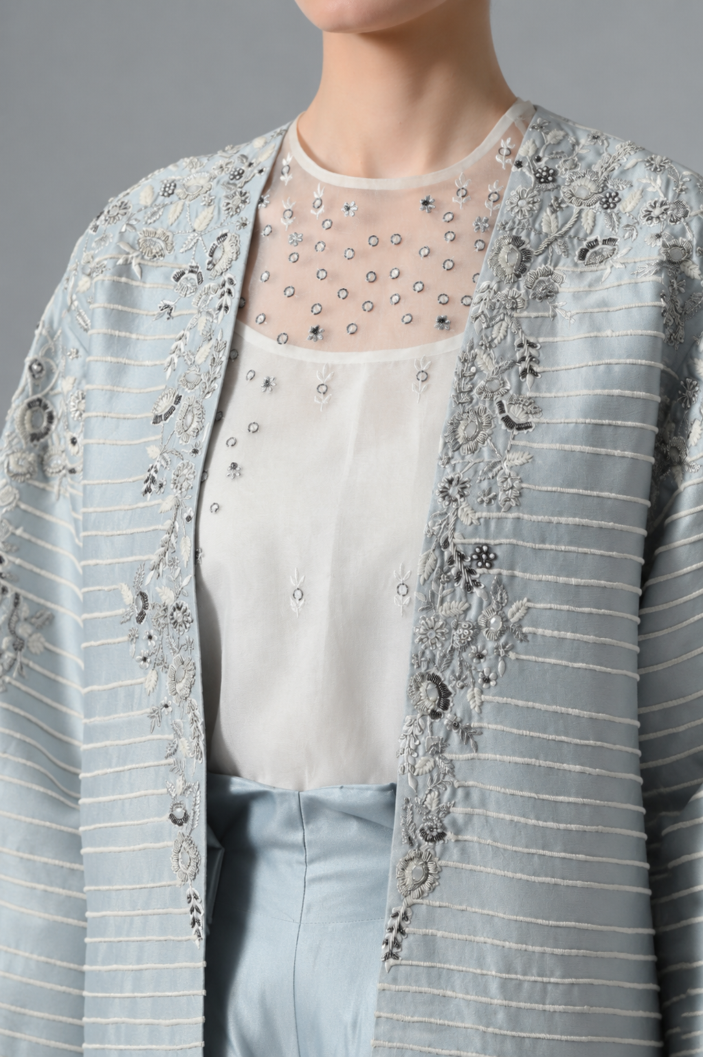 Embroidered Top, Pants & Jacket