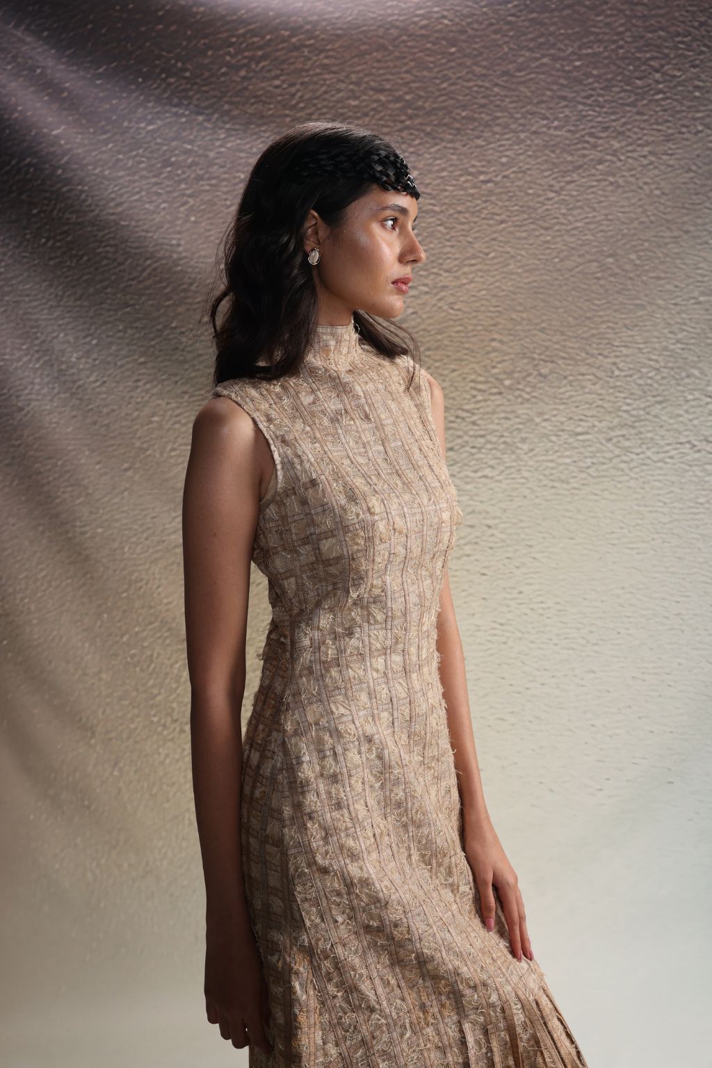Beige Structured Dress