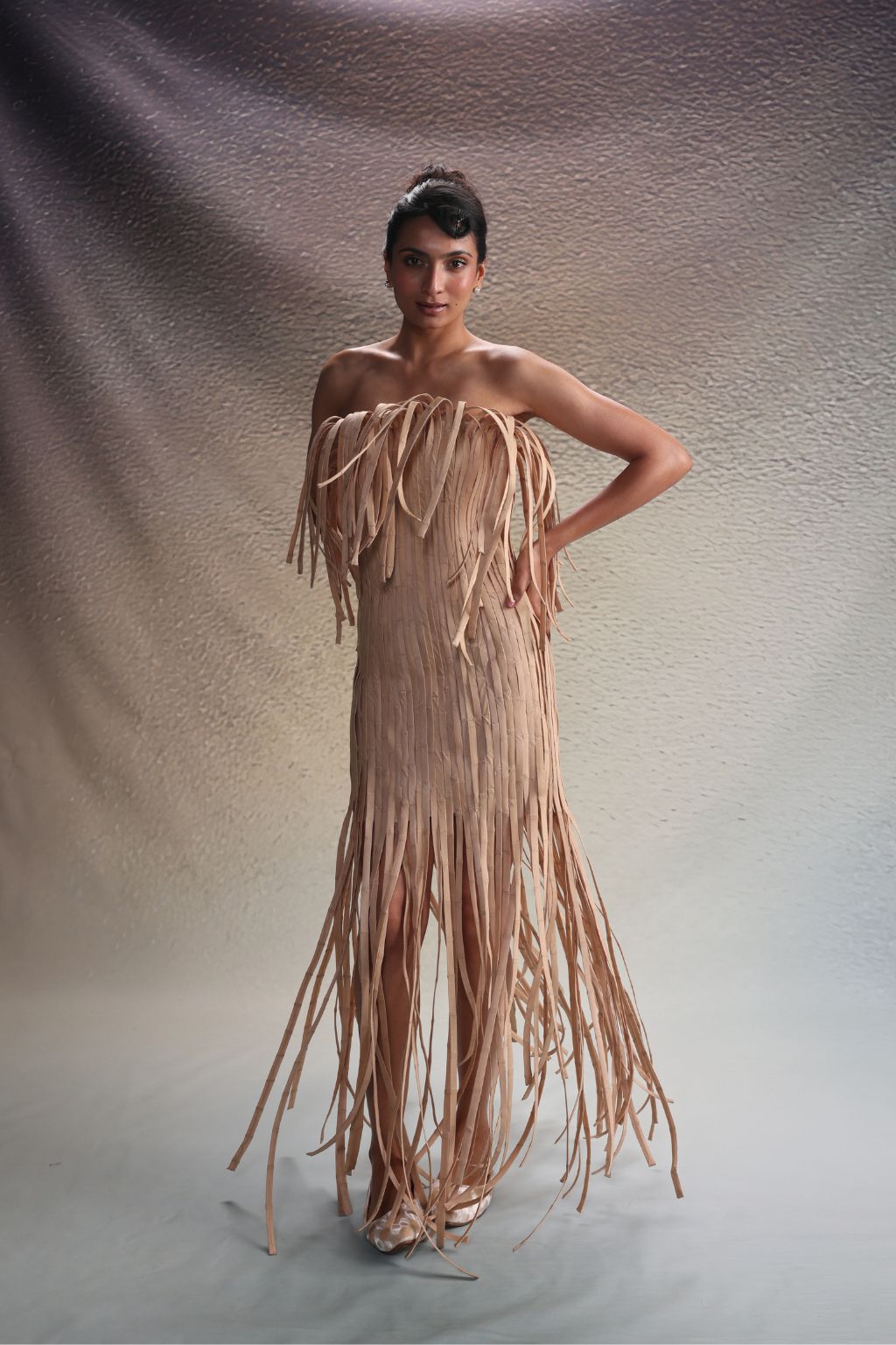 Beige Fringe Dress
