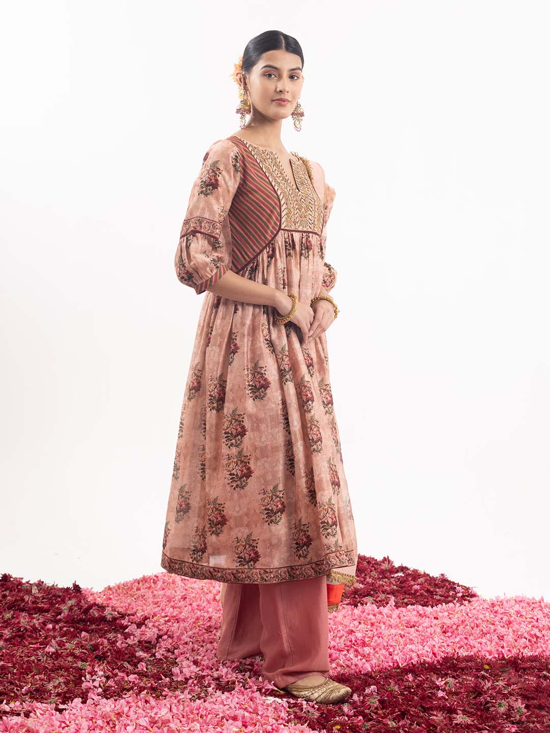 Embroidered  kurta paired with a coordinating dupatta and pants